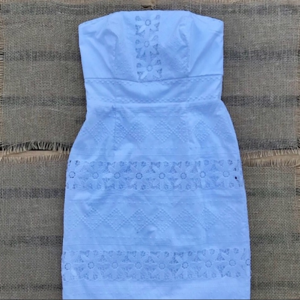 White House Black Market White Strapless Dress